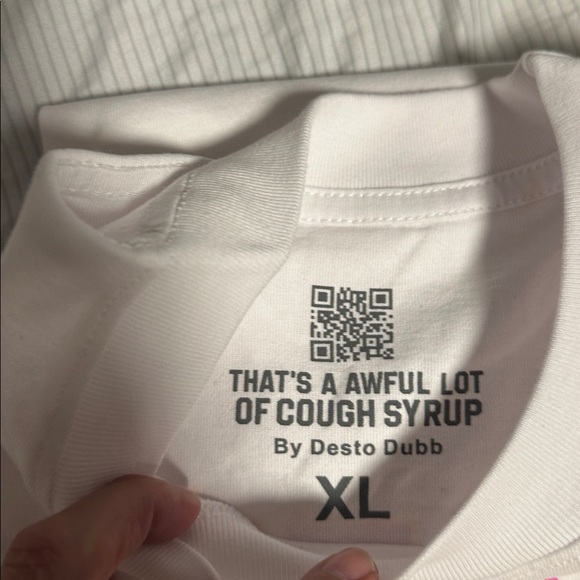 That’s an awful a lot of cough syrup White Graphic T-Shirt with Bold Text New - Picture 5 of 5